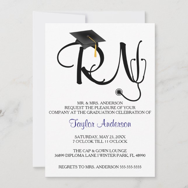 Invitación de graduación de la Escuela de Enfermer (Anverso)