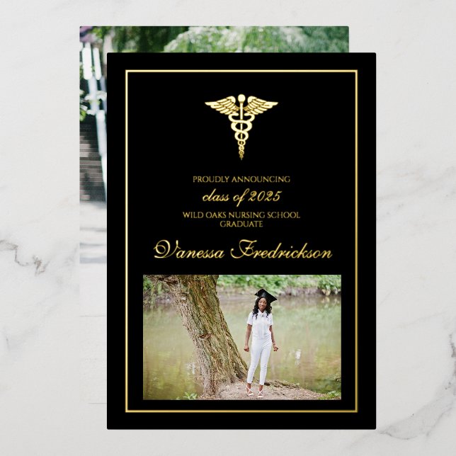 Invitación de graduación de la escuela de enfermer (Anverso/Reverso)