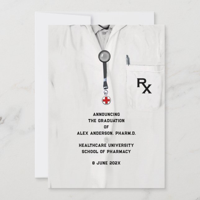 Invitación de graduación de la Escuela de Farmacia (Anverso)