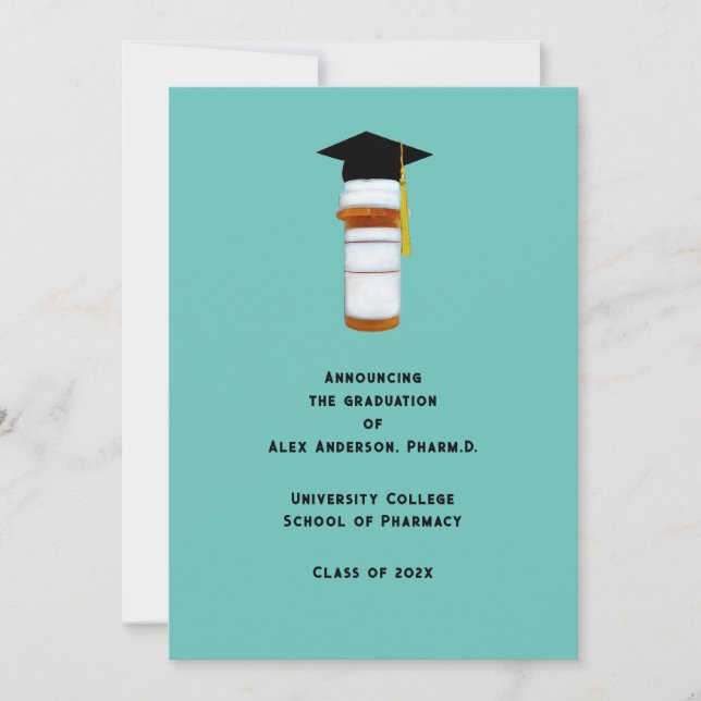 Invitación de graduación de la Escuela de Farmacia (Anverso)