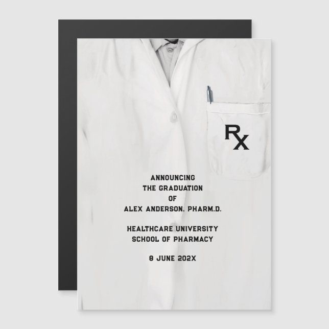 Invitación de graduación de la Escuela de Farmacia (Anverso/Reverso)