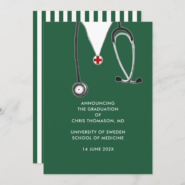 Invitación de graduación de la Escuela de Medicina (Anverso / Reverso)