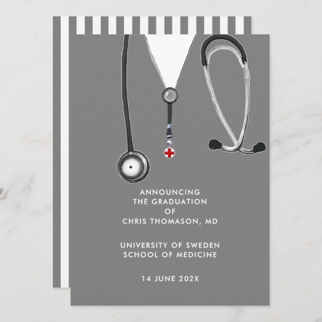 Invitación de graduación de la Escuela de Medicina (Anverso / Reverso)