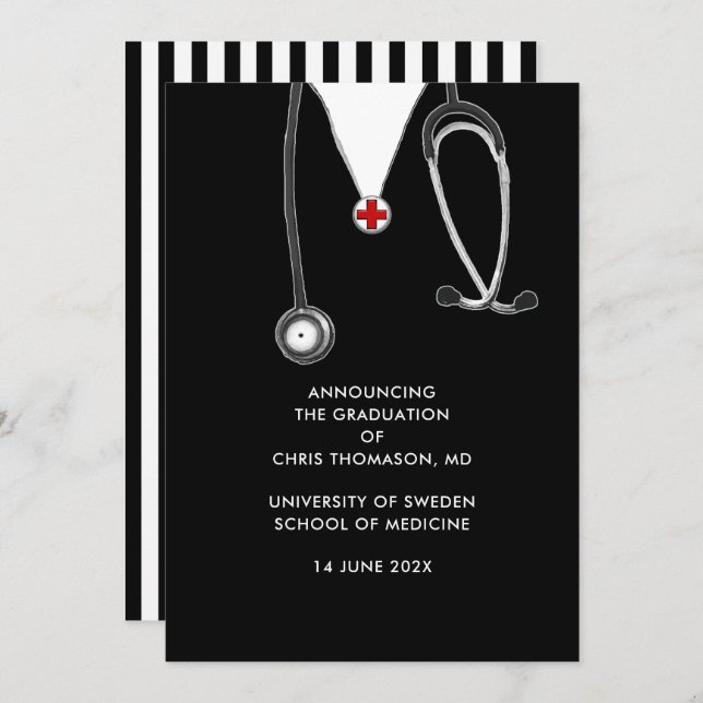 Invitación de graduación de la Escuela de Medicina (Anverso / Reverso)