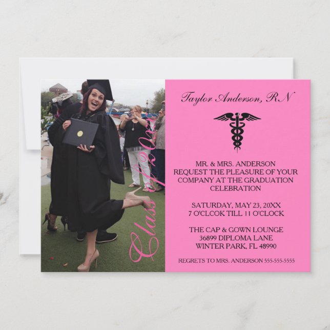 Invitación de graduación de la Escuela RN de Medic (Anverso)