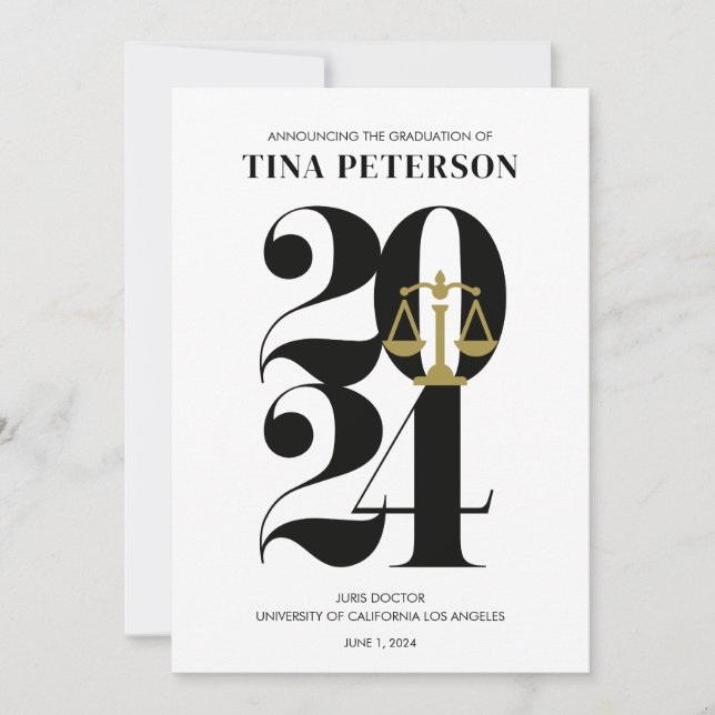 invitación de graduación de la Facultad de Derecho (Anverso)