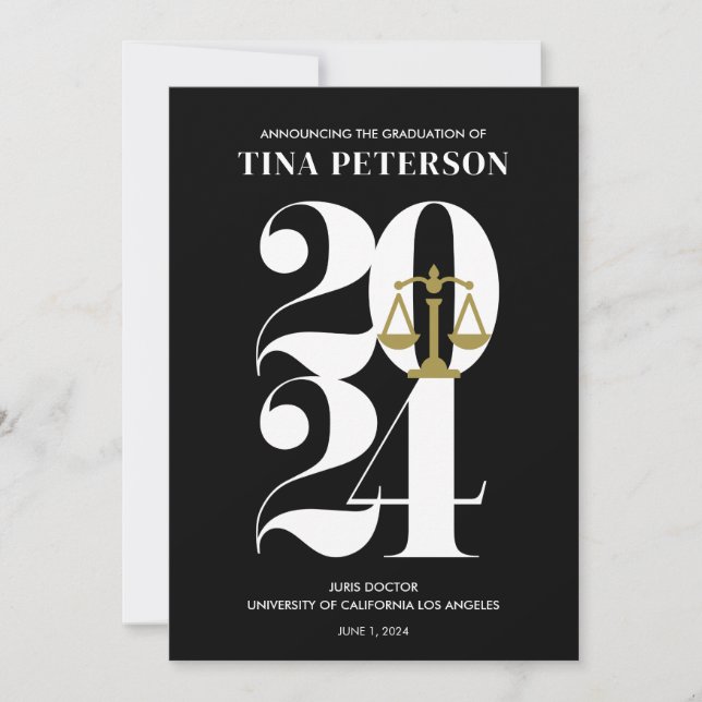 Invitación de graduación de la Facultad de Derecho (Anverso)