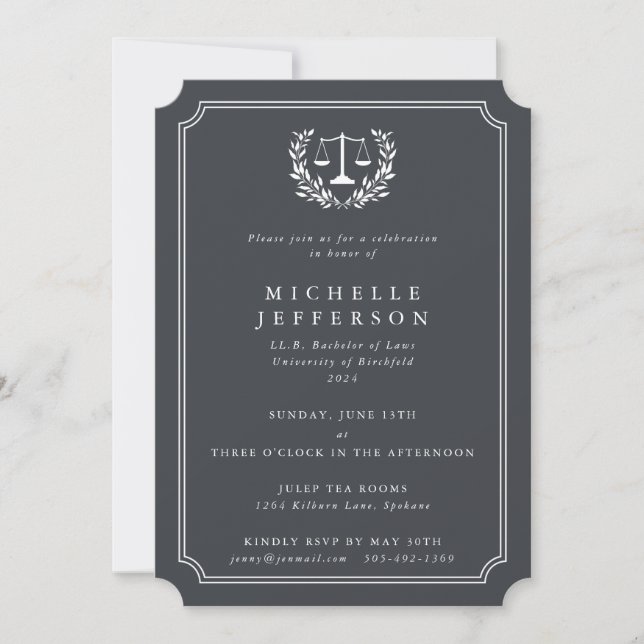 Invitación de graduación de la Facultad de Derecho (Anverso)