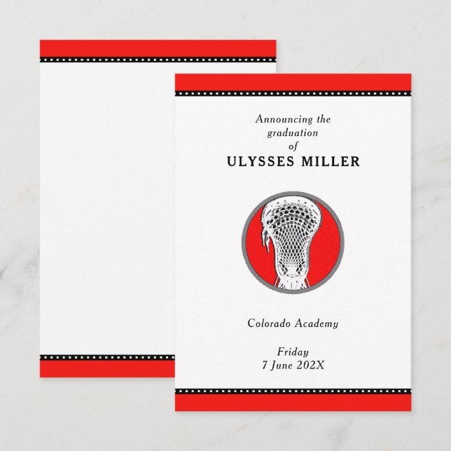 Invitación de Graduación de Lacrosse (Anverso / Reverso)