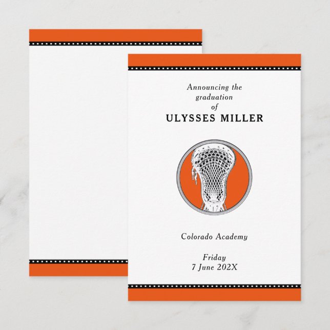 Invitación de Graduación de Lacrosse (Anverso / Reverso)