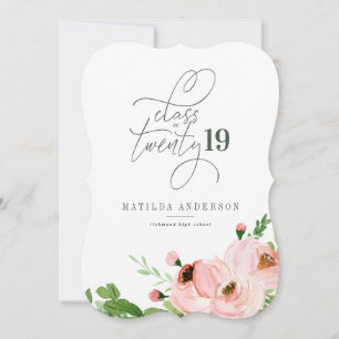 invitación de graduación de las acuarelas florales