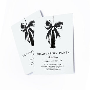 Invitación de graduación de lazo para niña de escu