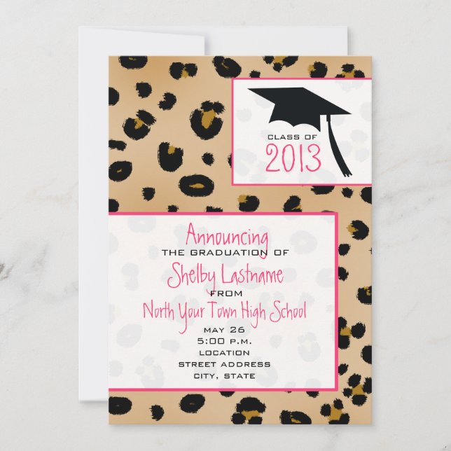 Invitación de graduación de Leopard Print 2013 (Anverso)