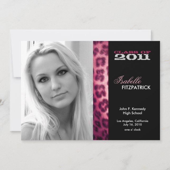 Invitación de graduación de leopardo de impresión  (Anverso)