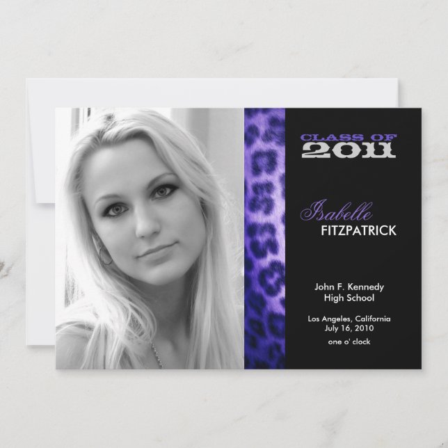 Invitación de graduación de leopardo de impresión  (Anverso)