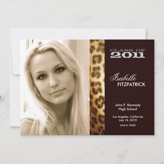 Invitación de graduación de leopardo de impresión  (Anverso)