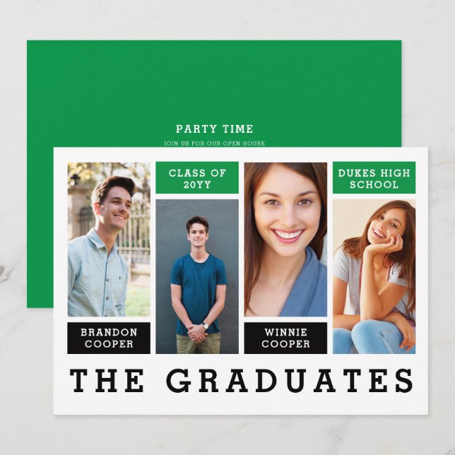 Invitación de graduación de líneas modernas de her (Anverso / Reverso)