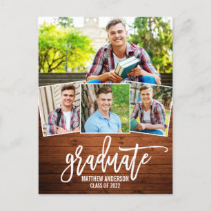 Invitación de graduación de madera con guión de pi
