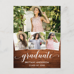 Invitación de graduación de madera de foto moderna