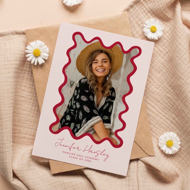 Invitación de Graduación de Marco de Foto Rojo Squ (Subido por el creador)