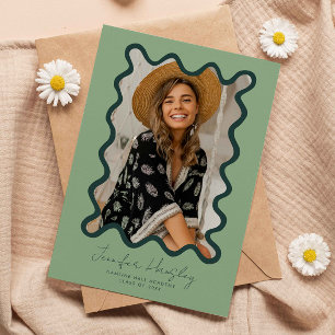 Invitación de Graduación de Marco de Foto Verde Sq