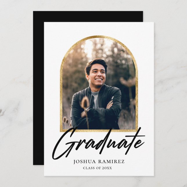 Invitación de graduación de marco fotográfico de a (Anverso / Reverso)