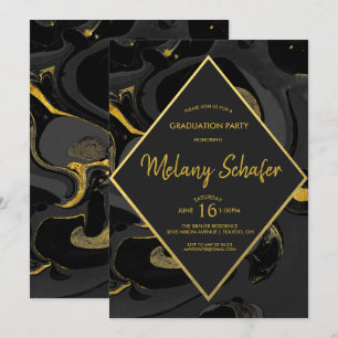 Invitación de graduación de mármol abstracto moder