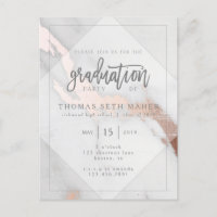INVITACIÓN DE GRADUACIÓN DE MÁRMOL Y ORO ROSA