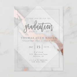 INVITACIÓN DE GRADUACIÓN DE MÁRMOL Y ORO ROSA