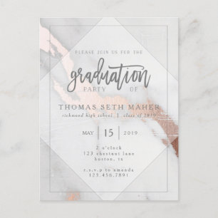 INVITACIÓN DE GRADUACIÓN DE MÁRMOL Y ORO ROSA