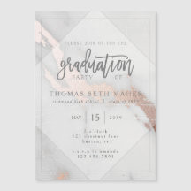 INVITACIÓN DE GRADUACIÓN DE MÁRMOL Y ORO ROSA