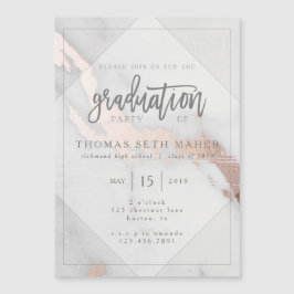 INVITACIÓN DE GRADUACIÓN DE MÁRMOL Y ORO ROSA