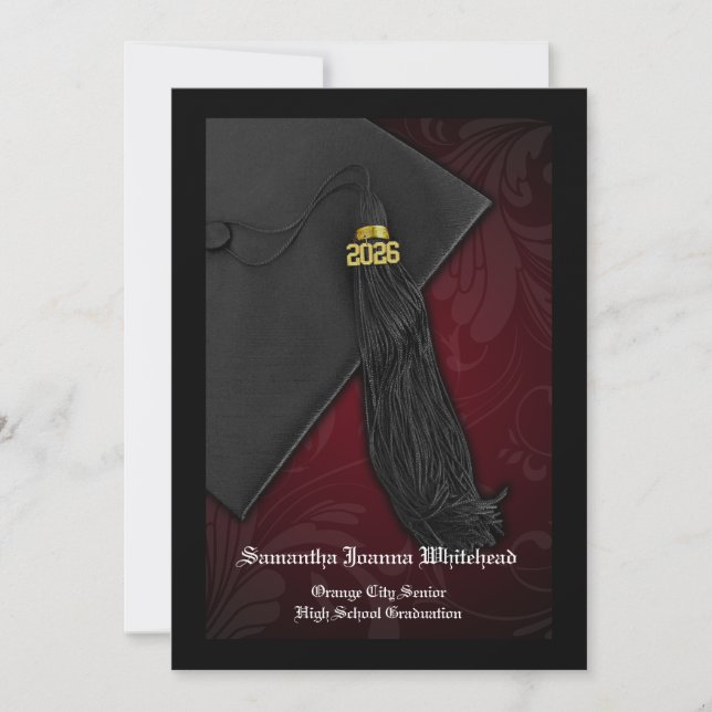 invitación de graduación de maroon tassel Charm 20 (Anverso)