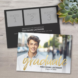 Invitación de graduación de moda con oro de 4 foto