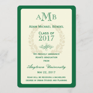 Invitación de Graduación de Monograma Elegante Ver