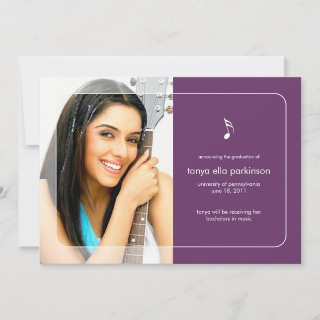 Invitación de graduación de Music Major (Anverso)