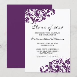 Invitación de graduación de nado de nasas moradas 