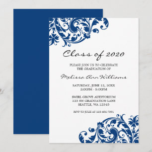 Invitación de Graduación de Naranja Azul y Naranja