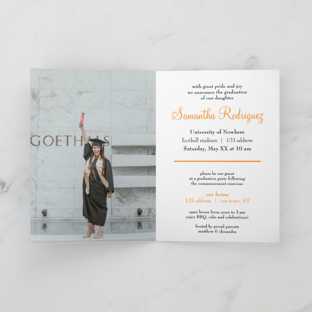 Invitación de graduación de naranja Tassel (Interior)