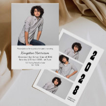 Invitación de graduación de niño con varias fotos
