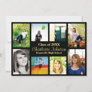 Invitación de graduación de ocho/nueve fotos - Neg
