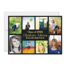 Invitación de graduación de ocho/nueve fotos - neg