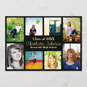Invitación de graduación de ocho/nueve fotos - neg
