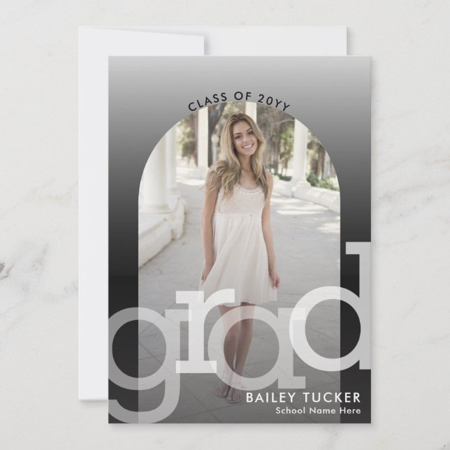 Invitación de Graduación de Ombre Arch 2-Photo (Anverso)