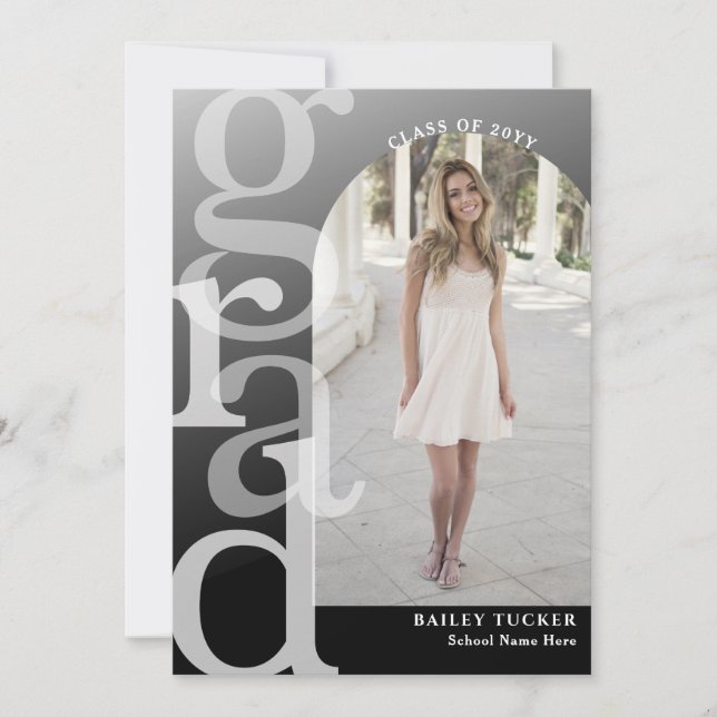 INVITACIÓN de Graduación de Ombre de Foto de Arco  (Anverso)