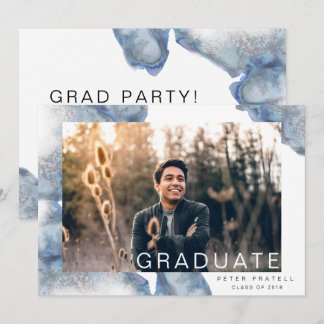 Invitación de graduación de Ombre de Mármol Azul