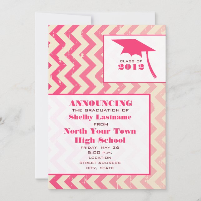 Invitación de graduación de Ombre Zigzag 2012 raya (Anverso)