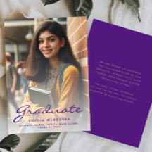 invitación de graduación de oro púrpura de 2024
