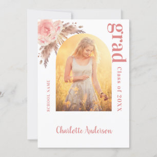 Invitación de graduación de pampas con foto de hie
