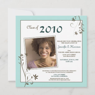 Invitación de graduación de Pastel Floral (azul be